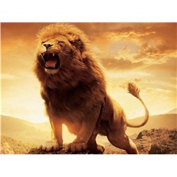 Алмазная мозаика картина стразами Рычащий лев, 40х50 см