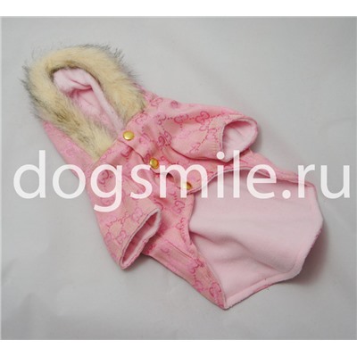 Розовое гламурное пальто "GG"