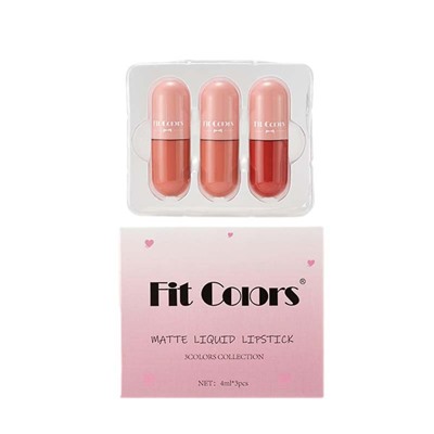 Набор жидких матовых блесков для губ Fit Colors Matte Liquid Lipstick 3шт*4ml A