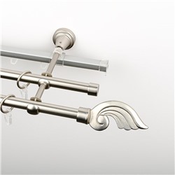 Карниз металлический стыкованный c наконечниками "Генуя", 3-рядный, хром матовый, гладкая труба, ø 16 мм  (kn-570)