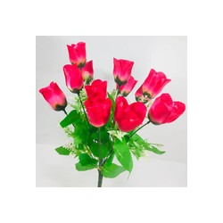 Букет искусственных цветов роза розовый 45 см 12 бутонов к6