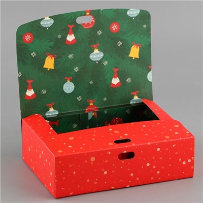 Коробка складная двухсторонняя «Новогодние истории», 16.5 × 12.5 × 5 см, БЕЗ ЛЕНТЫ