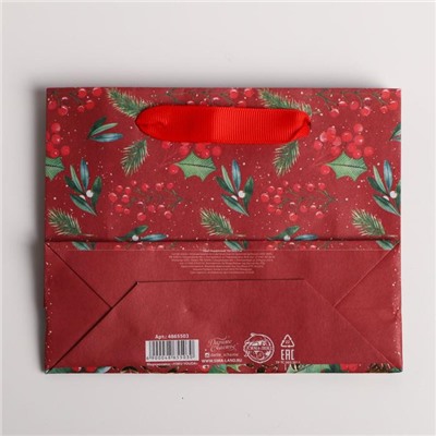 Пакет крафтовый горизонтальный «Новогоднее настроение», S 15 × 12 × 5.5 см