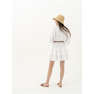 Арт. 14091 Платье пляжное из муслина с воланами. Цвет белый.