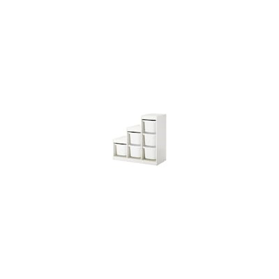 TROFAST ТРУФАСТ, Комбинация д/хранения+контейнеры, белый, 99x44x94 см