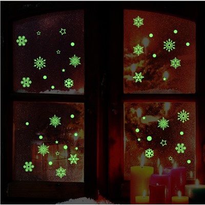 Наклейка многоразовая интерьерная " Новогодние снежинки" (2741)