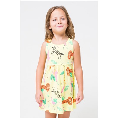Платье для девочки Crockid К 5589 бледный лимон, звери саванны к1246