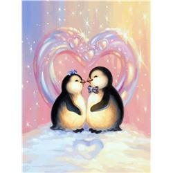 Алмазная мозаика картина стразами Влюблённые пингвины, 30х40 см
