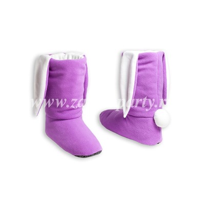 Тапочки-зайчики фиолетовые с белым