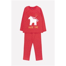 Пижама для девочки Crockid К 1559 насыщенно-красный, мелкие звездочки