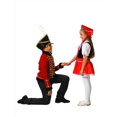 Карнавальный костюм Гусар красный с черным кивером
