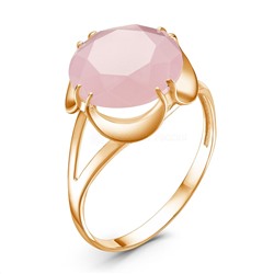 Кольцо из золочёного серебра с пл.кварцем цв.розовый