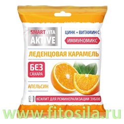 Леденцовая карамель без сахара с цинком и витамином С со вкусом апельсина 60 г.