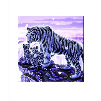 Алмазная мозаика картина стразами Три тигра, 30х30 см