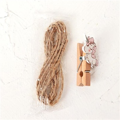 Прищепки декоративные с верёвкой для подвеса «Единорожки»