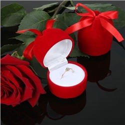Футляр бархатный под кольцо "Подарочек", 5 x 5 x 6, цвет красный, вставка белая