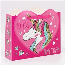Пакет подарочный, 40 х 31 х 11,5 см "Unicorn dream", Минни и единорог