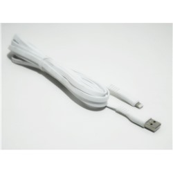 Кабель USB  Apple Lightning 3 метра, быстрая зарядка , силиконовый , белый без коробки