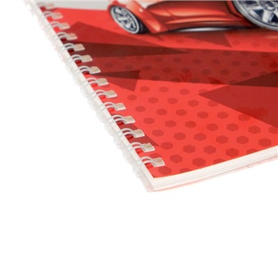 Альбом для рисования А4, 24 листа на гребне "Красная машина", обложка мелованная бумага, блок 100 г/м²