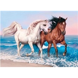 Алмазная мозаика картина стразами Две лошади, 30х40 см, Акция!