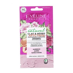 Eveline Natural clay&herbs Увлажняющая bioМаска придающая сияние розовая глина 8мл.