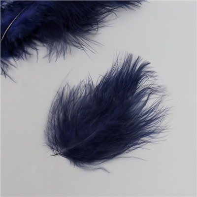 Перо декоративное гусиное пуховое "Тёмно-синий" набор 40 шт h=10-15 см