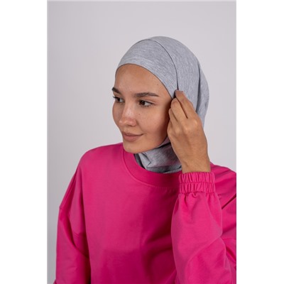 Арт. 19002 Комплект хиджаб с шапочкой. Цвет серый меланж.