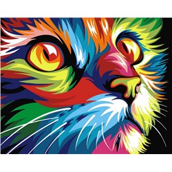 Алмазная мозаика картина стразами Разноцветный кот, 30х40 см