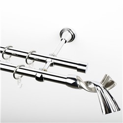 Карниз металлический стыкованный, 2-рядный "Дива", хром, гладкая труба, ø 19 мм  (kn-376)
