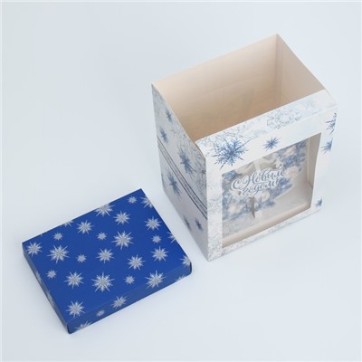 Коробка складная с 3D эффектом «Снежный вальс», 18 х 14 х 23 см