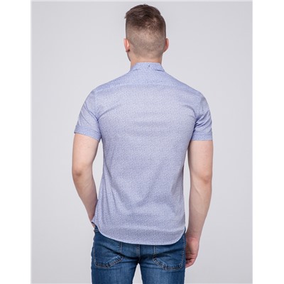 Трендовая молодежная рубашка Semco бело-синяя модель 10415 9356