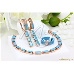 Серьги,кольцо и браслет голубая керамика CNS26450