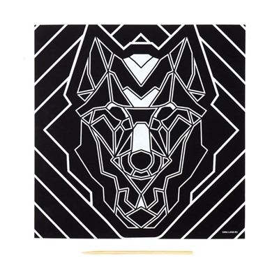 Гравюра «Волк» 19х19 см, с металлическим эффектом «золото»