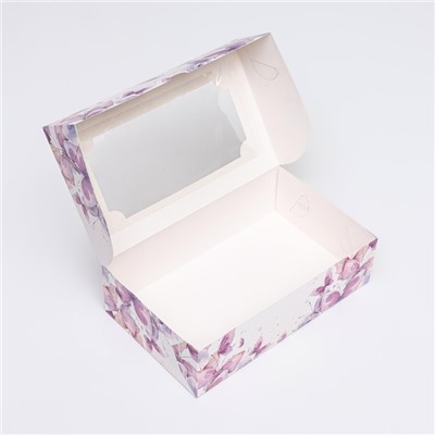 Коробка складная с окном под зефир "Пастельные бабочки", 25 х 15 х 7 см