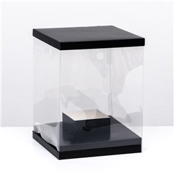 Коробка для цветов с вазой и PVC окнами, складная, 23 х 30 х 23 см, чёрный