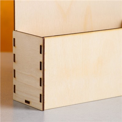 Кашпо деревянное 18×6×20 см Конверт "Двойной", натуральный Дарим Красиво