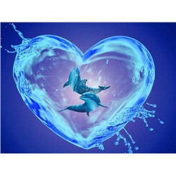 Алмазная мозаика картина стразами Сердце из воды, 40х50 см