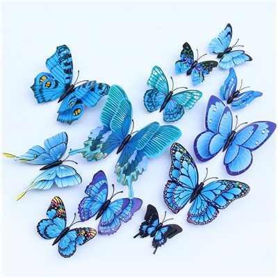 Наклейка «3D Бабочки», синие 12 штук (2494)