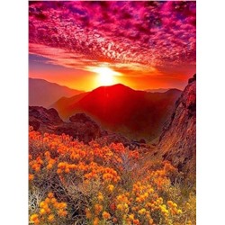 Алмазная мозаика картина стразами Закат в горах, 40х50 см