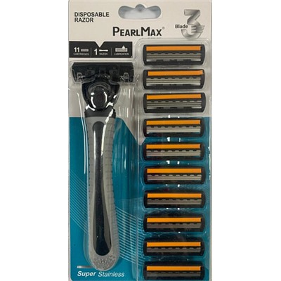 PearlMax Станки мужские для бритья с тройным лезвием + 11 сменных кассет