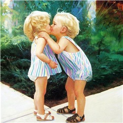Алмазная мозаика картина стразами Мальчик с девочкой, 30х30 см