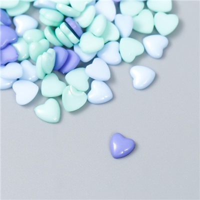 Декор для творчества пластик "Сердечки в голубых тонах" набор 100 шт 0,6х0,6 см
