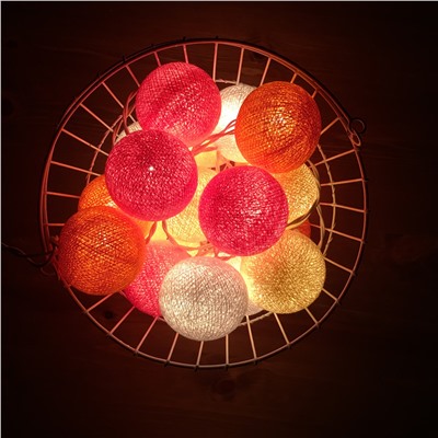 Тайская гирлянда оранжево-розовая