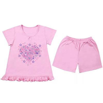 Пижама для девочки розового цвета "Сердце" (супрем)