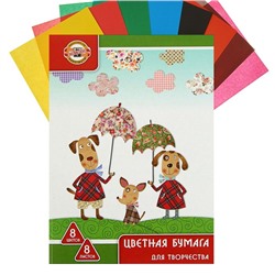 Бумага цветная А4, 8 листов, 8 цветов Koh-I-Noor офсет, 65 г/м²