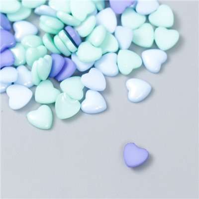 Декор для творчества пластик "Сердечки в голубых тонах" набор 100 шт 0,6х0,6 см