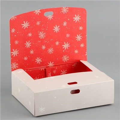 Коробка складная двухсторонняя «Новогоднее окно», 16.5 × 12.5 × 5 см, БЕЗ ЛЕНТЫ