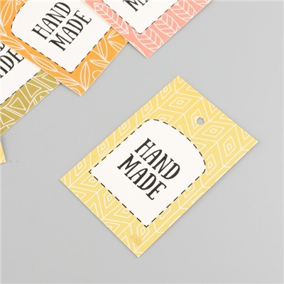 Бирка картон "Хенд мэйд", набор 10 шт (5 видов) 4х6 см