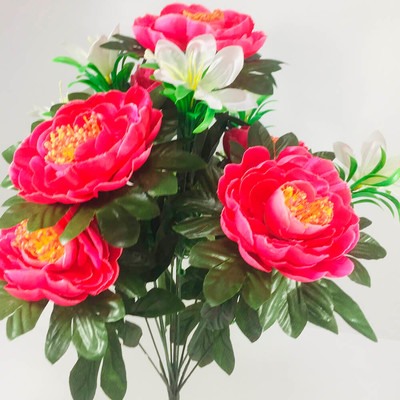 Букет искусственных цветов букет пион и жасмин розовый 50 см 13 бутонов к18