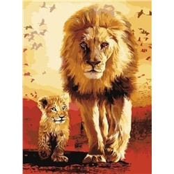 Алмазная мозаика картина стразами Лев со львёнком, 50х65 см